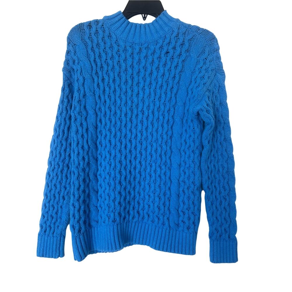 Ann Taylor Cerulean Blue Honeycomb Cable Knit Sweater Size S